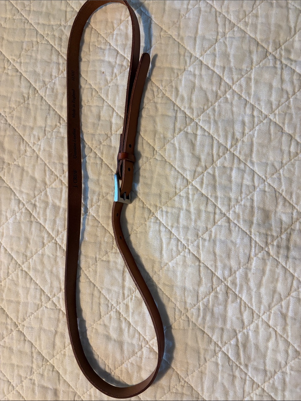 J. Crew Slim Brown Women’s Genuine Leather Belt with Brushed Silver Buckle - Picture 8 of 8